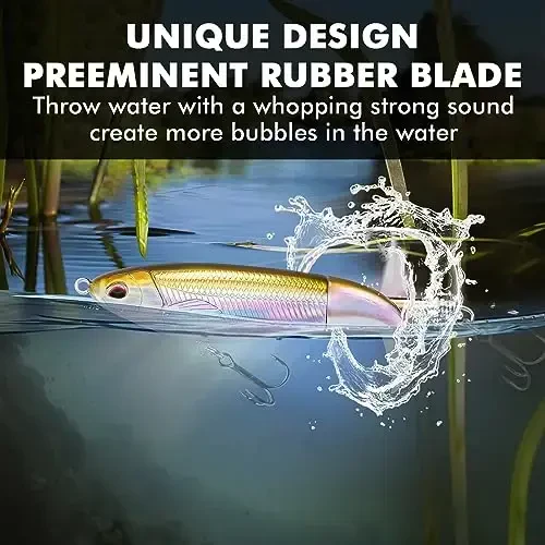 TRUSCEND Top Water Fishing Lures with BKK Hooks, Whopper Lure for Freshwater or Saltwater, Floating Lures for Bass Catfish Pike, Surface Wobble PoPobait Bass Baits Teasers Fishing Gifts for Men - 6