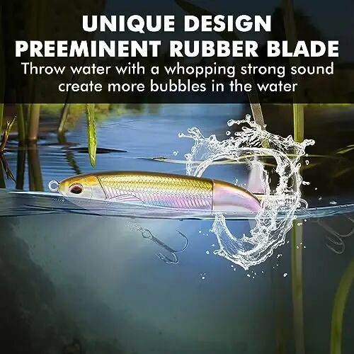 TRUSCEND Top Water Fishing Lures with BKK Hooks, Whopper Lure for Freshwater or Saltwater, Floating Lures for Bass Catfish Pike, Surface Wobble PoPobait Bass Baits Teasers Fishing Gifts for Men 