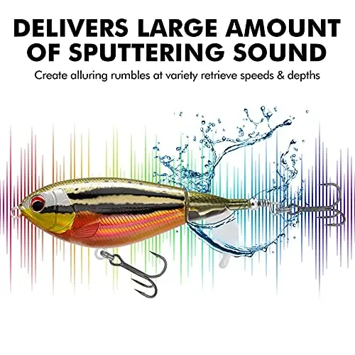 TRUSCEND Top Water Fishing Lures with BKK Hooks, Easy Catch Plopper Lure for Freshwater or Saltwater, Floating Lures for Bass Catfish Pike, Surface Wobble PoPobait Bass Baits Fishing Gifts for Men - 4