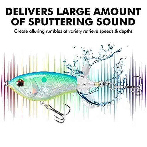TRUSCEND Top Water Fishing Lures with BKK Hooks, Whopper Lure for Freshwater or Saltwater, Floating Lures for Bass Catfish Pike, Surface Wobble PoPobait Bass Baits Teasers Fishing Gifts for Men - 5