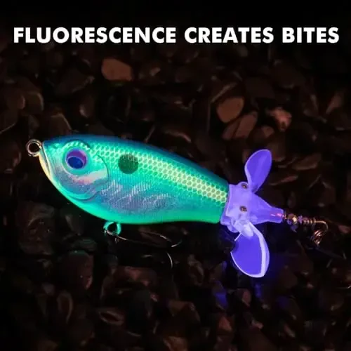 TRUSCEND Top Water Fishing Lures with BKK Hooks, Whopper Lure for Freshwater or Saltwater, Floating Lures for Bass Catfish Pike, Surface Wobble PoPobait Bass Baits Teasers Fishing Gifts for Men - 6