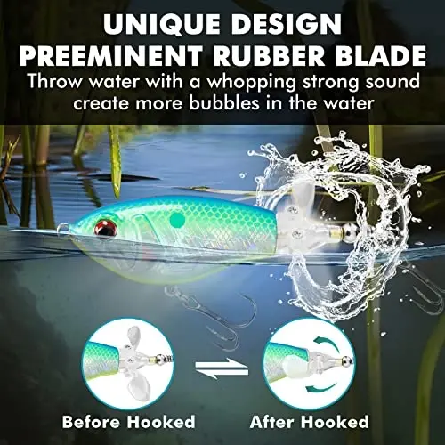 TRUSCEND Popobait Easy Catch Fishing Lures with BKK Hooks, Instant Startup, Longer Cast, Balanced Spray/Sound/Swim, Plopper Topwater Lures for Bass, Trout, Pike, Walleye, Freshwater Saltwater Fishing - 3