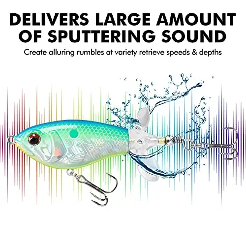 TRUSCEND Popobait Easy Catch Fishing Lures with BKK Hooks, Instant Startup, Longer Cast, Balanced Spray/Sound/Swim, Plopper Topwater Lures for Bass, Trout, Pike, Walleye, Freshwater Saltwater Fishing - 4
