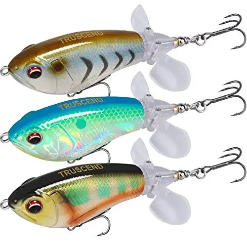 TRUSCEND Top Water Fishing Lures with BKK Hooks, Whopper Lure for Freshwater or Saltwater, Floating Lures for Bass Catfish Pike, Surface Wobble PoPobait Bass Baits Teasers Fishing Gifts for Men - 7