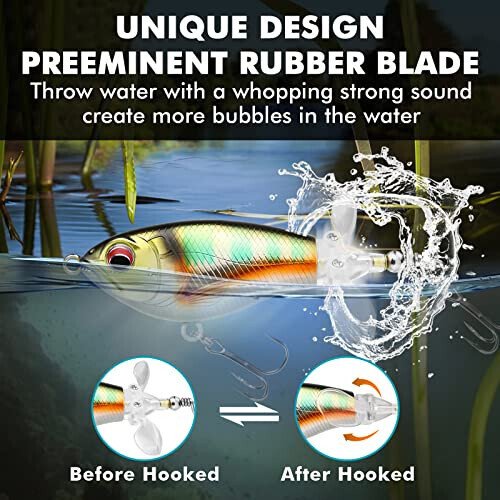 TRUSCEND Top Water Fishing Lures with BKK Hooks, Whopper Lure for Freshwater or Saltwater, Floating Lures for Bass Catfish Pike, Surface Wobble PoPobait Bass Baits Teasers Fishing Gifts for Men - 9