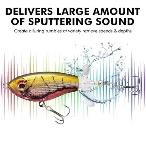 TRUSCEND Top Water Fishing Lures with BKK Hooks, Whopper Lure for Freshwater or Saltwater, Floating Lures for Bass Catfish Pike, Surface Wobble PoPobait Bass Baits Teasers Fishing Gifts for Men - 5