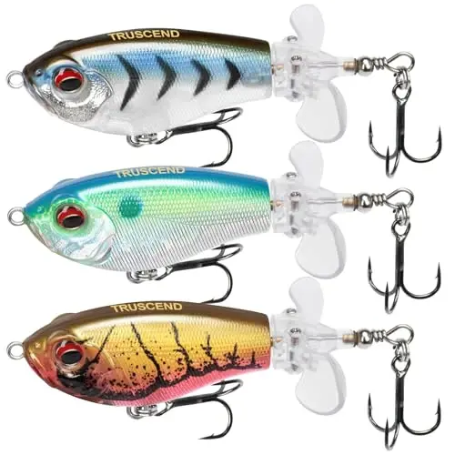 TRUSCEND Top Water Fishing Lures with BKK Hooks, Easy Catch Plopper Lure for Freshwater or Saltwater, Floating Lures for Bass Catfish Pike, Surface Wobble PoPobait Bass Baits Fishing Gifts for Men 