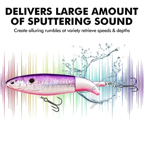 TRUSCEND Top Water Fishing Lures with BKK Hooks, Whopper Lure for Freshwater or Saltwater, Floating Lures for Bass Catfish Pike Walleye, Surface Wobble PoPobait Baits Teasers Fishing Gifts for Men - 2