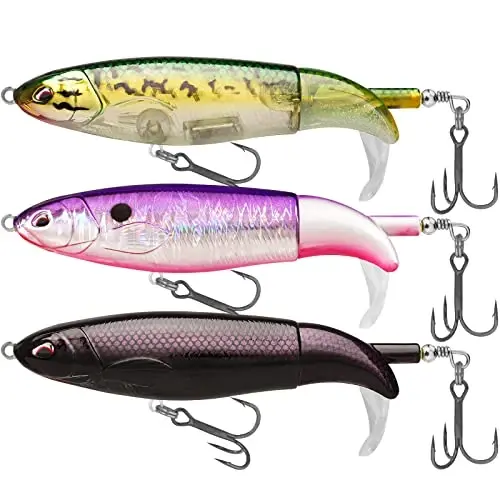 TRUSCEND Top Water Fishing Lures with BKK Hooks, Whopper Lure for Freshwater or Saltwater, Floating Lures for Bass Catfish Pike Walleye, Surface Wobble PoPobait Baits Teasers Fishing Gifts for Men 