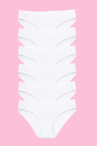 Трусики для девочек, белые, 100% хлопок, 6 штук в упаковке - 1