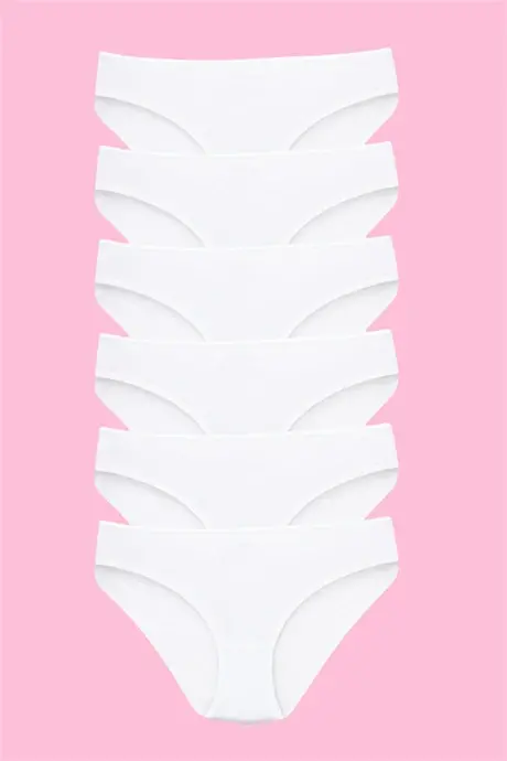 Трусики для девочек, белые, 100% хлопок, 6 штук в упаковке - 3