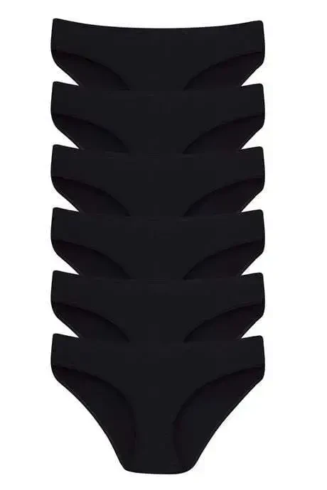 Трусы для девочек черные 100% хлопок, 6 штук в упаковке - 4