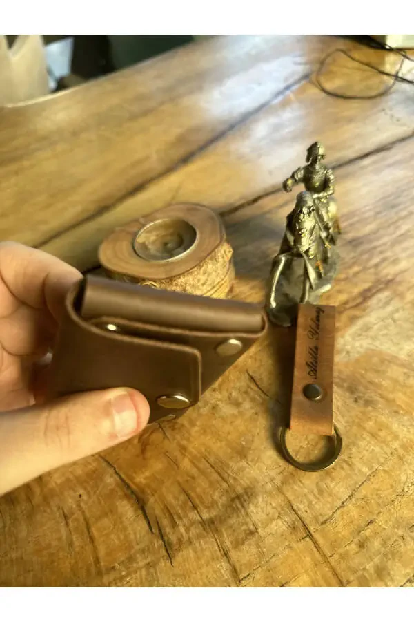 Truva Serisi Kişiselleştirilebilir El Yapımı Hakiki Deri Kartlık Deri Kart Kılıfı-gri - 12