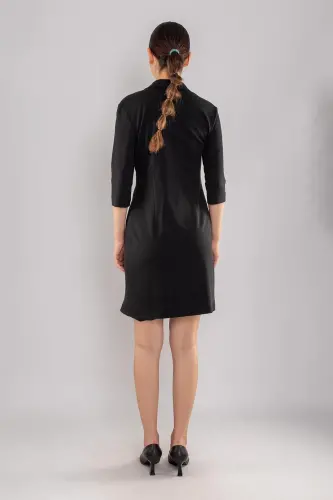 Truvakar Sleeve Collar Button Crepe Jacket Dress - 4