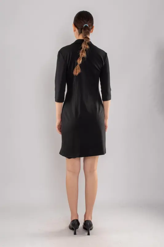 Truvakar Sleeve Collar Button Crepe Jacket Dress - 4