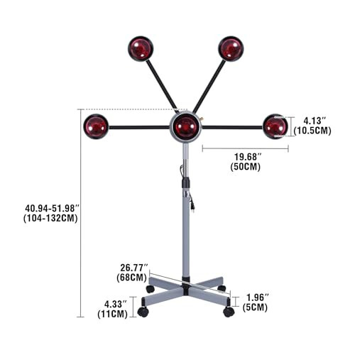 TRY-YEAN Profesyonel 750W Kızılötesi Saç Rengi İşlemci, Salon Ayakta Saç Kurutma Makinesi, 5 Başlı Kızılötesi Isı Lambaları, Ayarlanabilir Yükseklik 108-132 cm., Saç Terapisi Renk İşlemi İçin Şekillendirme Kalıcı Dalgalar - 5