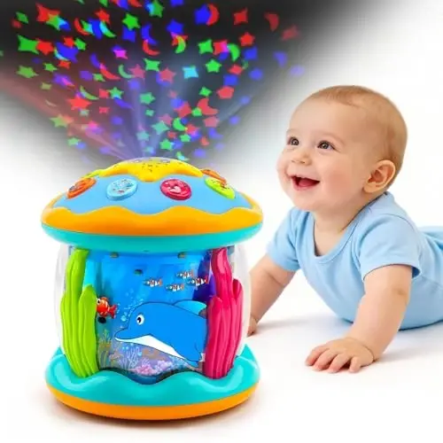 Tsomtto Baby Toys 6 to 12 Months Musical Light Up Tummy Time Toy Ocean Rotating Projector for Infant 3-6 7 8 9 12-18 Month Baby Learning Crawling Birthday for 1 2 3 Year Old Boys Girls - TSOMTTO