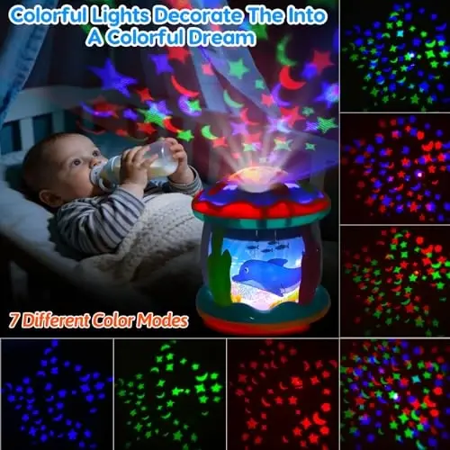 Tsomtto Baby Toys 6 to 12 Months Musical Light Up Tummy Time Toy Ocean Rotating Projector for Infant 3-6 7 8 9 12-18 Month Baby Learning Crawling Birthday for 1 2 3 Year Old Boys Girls - 3