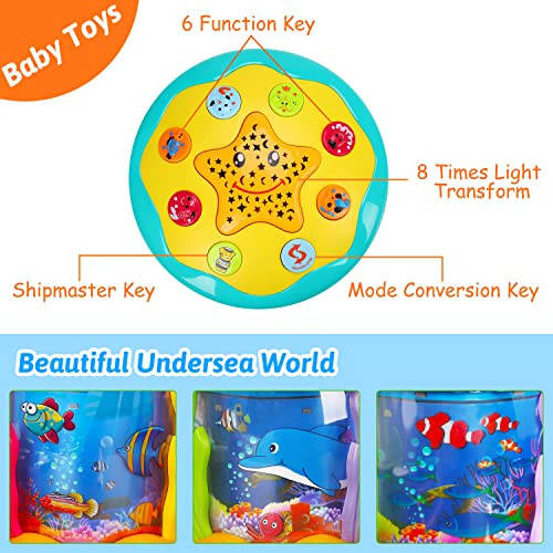 Tsomtto Baby Toys 6 to 12 Months Musical Light Up Tummy Time Toy Ocean Rotating Projector for Infant 3-6 7 8 9 12-18 Month Baby Learning Crawling Birthday for 1 2 3 Year Old Boys Girls - 10