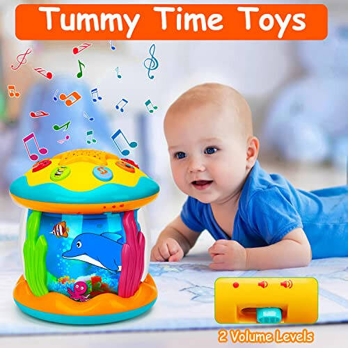 Tsomtto Baby Toys 6 to 12 Months Musical Light Up Tummy Time Toy Ocean Rotating Projector for Infant 3-6 7 8 9 12-18 Month Baby Aquarium Learning Crawling Birthday Gifts for 1 2 3 Year Old Boys Girls - 8