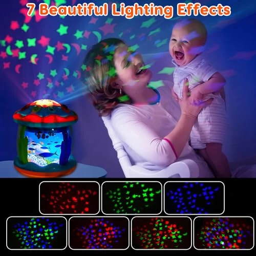 Tsomtto Baby Toys 6 to 12 Months Musical Light Up Tummy Time Toy Ocean Rotating Projector for Infant 3-6 7 8 9 12-18 Month Baby Aquarium Learning Crawling Birthday Gifts for 1 2 3 Year Old Boys Girls - Tsomtto