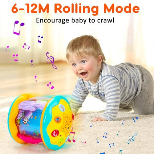 Tsomtto Baby Toys 6 to 12 Months Musical Light Up Tummy Time Toy Ocean Rotating Projector for Infant 3-6 7 8 9 12-18 Month Baby Aquarium Learning Crawling Birthday Gifts for 1 2 3 Year Old Boys Girls - 3