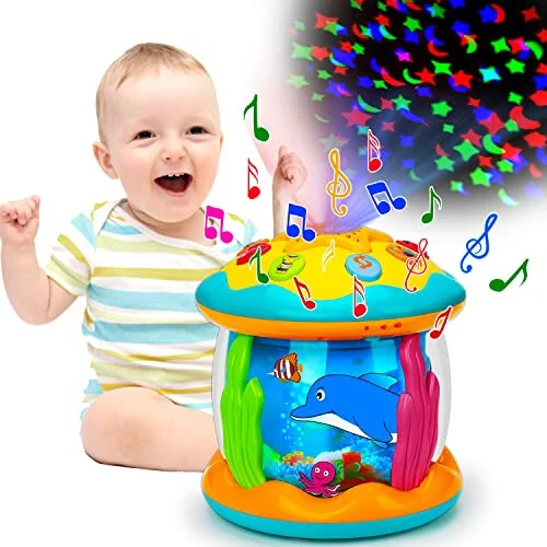 Tsomtto Baby Toys 6 to 12 Months Musical Light Up Tummy Time Toy Ocean Rotating Projector for Infant 3-6 7 8 9 12-18 Month Baby Aquarium Learning Crawling Birthday Gifts for 1 2 3 Year Old Boys Girls - 6