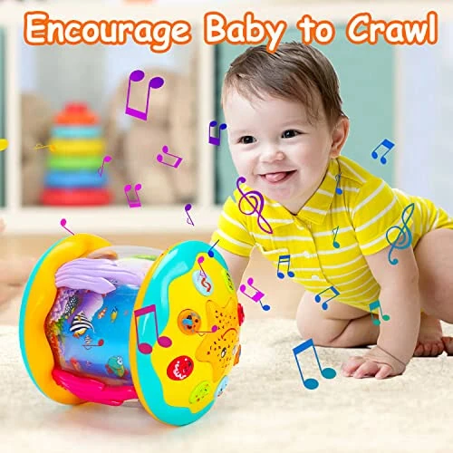 Tsomtto Baby Toys 6 to 12 Months Musical Light Up Tummy Time Toy Ocean Rotating Projector for Infant 3-6 7 8 9 12-18 Month Baby Aquarium Learning Crawling Birthday Gifts for 1 2 3 Year Old Boys Girls - 9