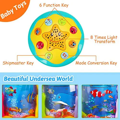Tsomtto Baby Toys 6 to 12 Months Musical Light Up Tummy Time Toy Ocean Rotating Projector for Infant 3-6 7 8 9 12-18 Month Baby Aquarium Learning Crawling Birthday Gifts for 1 2 3 Year Old Boys Girls - 10