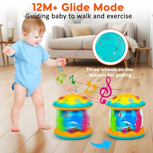 Tsomtto Baby Toys 6 to 12 Months Musical Light Up Tummy Time Toy Ocean Rotating Projector for Infant 3-6 7 8 9 12-18 Month Baby Aquarium Learning Crawling Birthday Gifts for 1 2 3 Year Old Boys Girls - 4