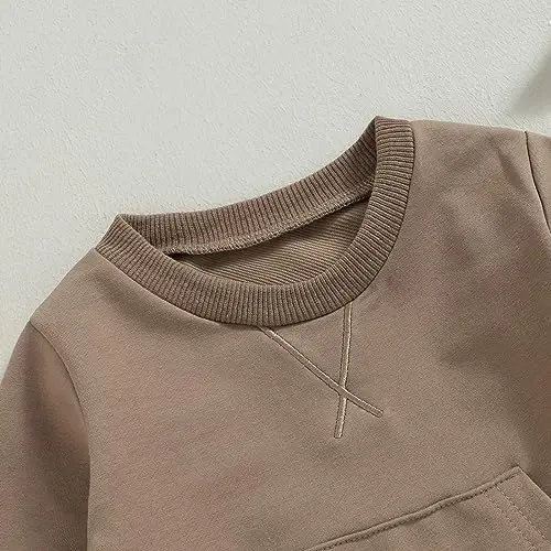 Tsseiatte Toddler Baby Boy Girl Long Sleeve Crewneck Pullover Sweatshirt Sweater Outfits Solid Color Casual Clothes - 4