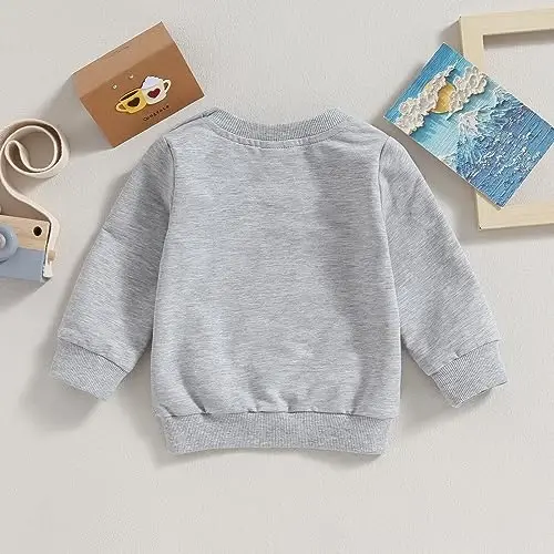 Tsseiatte Toddler Baby Boy Girl Long Sleeve Crewneck Pullover Sweatshirt Sweater Outfits Solid Color Casual Clothes - 3