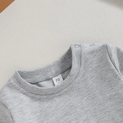 Tsseiatte Toddler Baby Boy Girl Long Sleeve Crewneck Pullover Sweatshirt Sweater Outfits Solid Color Casual Clothes - 4