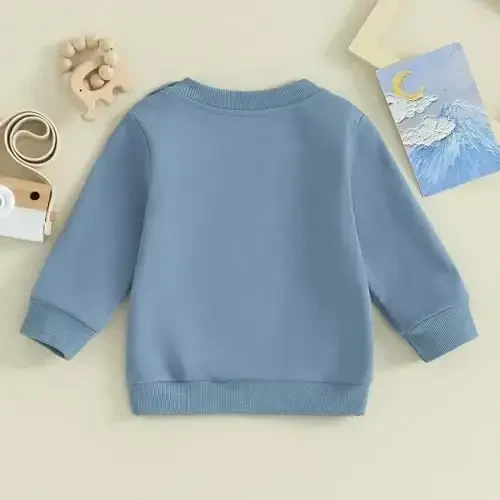 Tsseiatte Toddler Baby Boy Girl Long Sleeve Crewneck Pullover Sweatshirt Sweater Outfits Solid Color Casual Clothes - 3