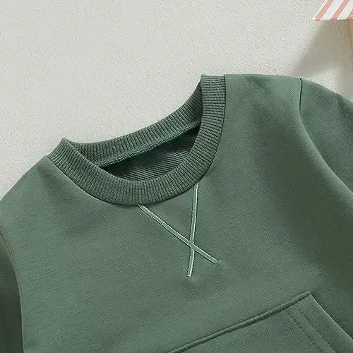 Tsseiatte Toddler Baby Boy Girl Long Sleeve Crewneck Pullover Sweatshirt Sweater Outfits Solid Color Casual Clothes - 4