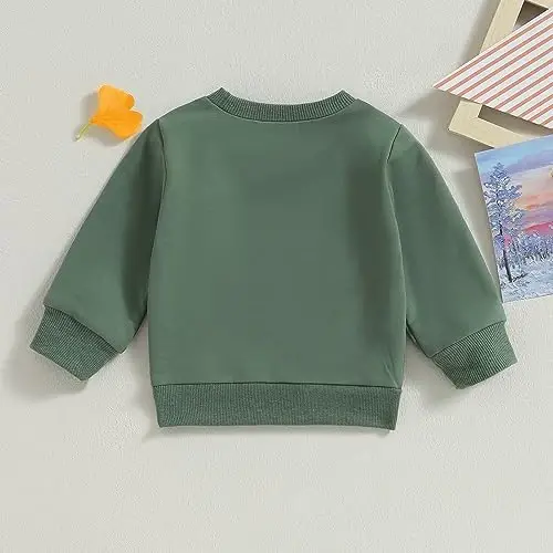 Tsseiatte Toddler Baby Boy Girl Long Sleeve Crewneck Pullover Sweatshirt Sweater Outfits Solid Color Casual Clothes - 3