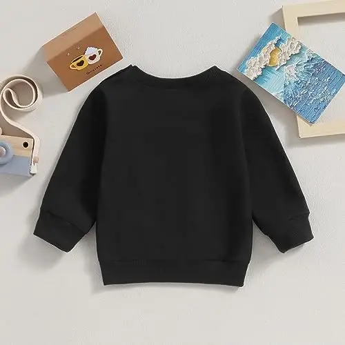 Tsseiatte Toddler Baby Boy Girl Long Sleeve Crewneck Pullover Sweatshirt Sweater Outfits Solid Color Casual Clothes - 3