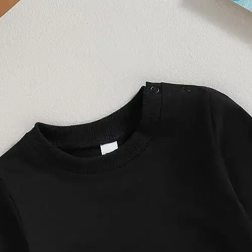Tsseiatte Toddler Baby Boy Girl Long Sleeve Crewneck Pullover Sweatshirt Sweater Outfits Solid Color Casual Clothes - 4