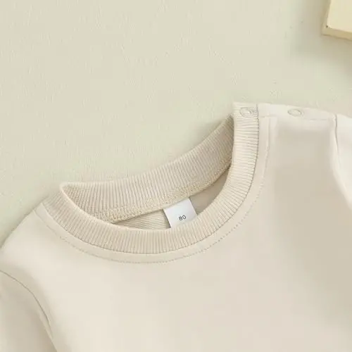 Tsseiatte Toddler Baby Boy Girl Long Sleeve Crewneck Pullover Sweatshirt Sweater Outfits Solid Color Casual Clothes - 2