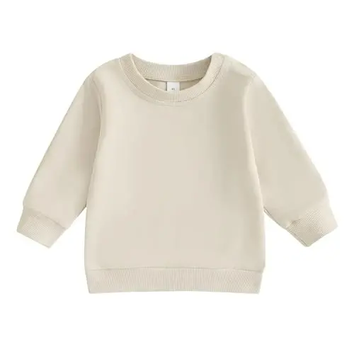 Tsseiatte Toddler Baby Boy Girl Long Sleeve Crewneck Pullover Sweatshirt Sweater Outfits Solid Color Casual Clothes - 6