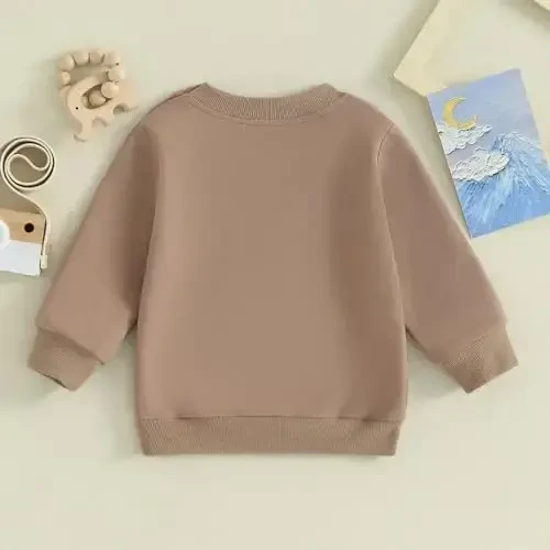 Tsseiatte Toddler Baby Boy Girl Long Sleeve Crewneck Pullover Sviter Sviter Kiyimlar Qattiq Rangli Kundalik Kiyimlar - 3