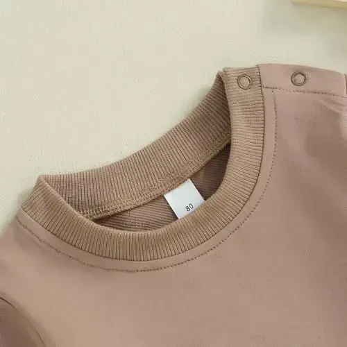 Tsseiatte Toddler Baby Boy Girl Long Sleeve Crewneck Pullover Sviter Sviter Kiyimlar Qattiq Rangli Kundalik Kiyimlar - 4