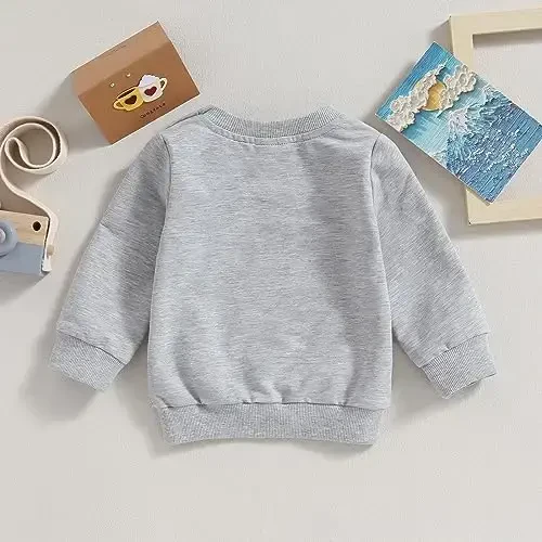 Tsseiatte Toddler Baby Boy Girl Long Sleeve Crewneck Pullover Sviter Sviter Kiyimlar Qattiq Rangli Kundalik Kiyimlar - 3