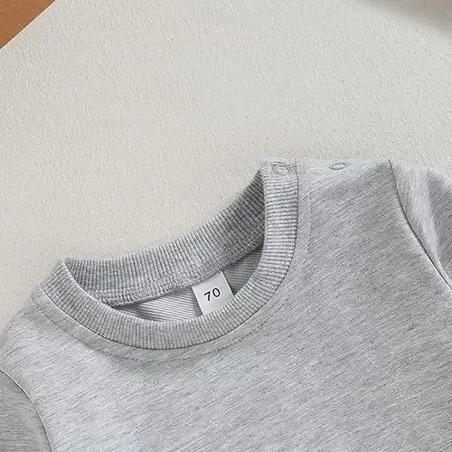 Tsseiatte Toddler Baby Boy Girl Long Sleeve Crewneck Pullover Sviter Sviter Kiyimlar Qattiq Rangli Kundalik Kiyimlar - 4