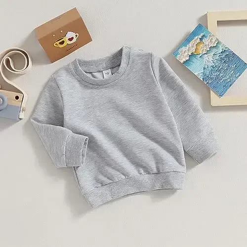 Tsseiatte Toddler Baby Boy Girl Long Sleeve Crewneck Pullover Sviter Sviter Kiyimlar Qattiq Rangli Kundalik Kiyimlar - 7