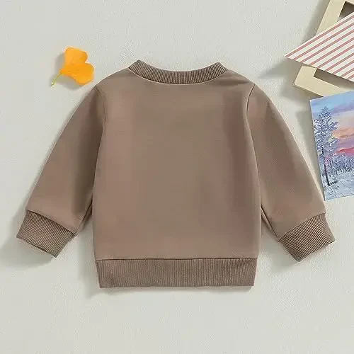 Tsseiatte Toddler Baby Boy Girl Long Sleeve Crewneck Pullover Sviter Sviter Kiyimlar Qattiq Rangli Kundalik Kiyimlar - 3