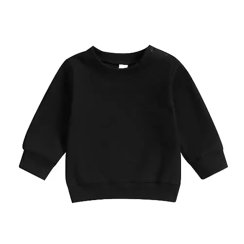 Tsseiatte Toddler Baby Boy Girl Long Sleeve Crewneck Pullover Sviter Sviterlar Qattiq Rangli Kundalik Kiyimlar - 1