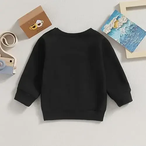 Tsseiatte Toddler Baby Boy Girl Long Sleeve Crewneck Pullover Sviter Sviterlar Qattiq Rangli Kundalik Kiyimlar - 3