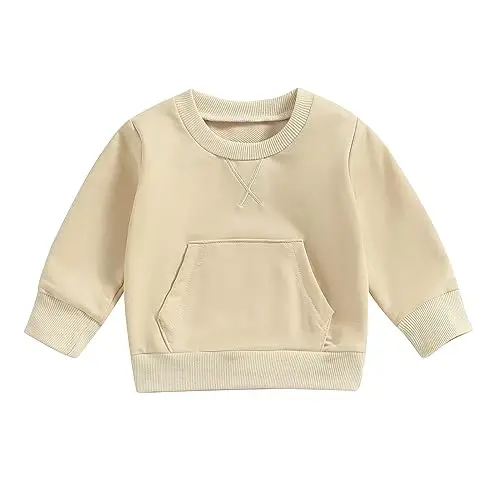 Tsseiatte Toddler Baby Boy Girl Long Sleeve Crewneck Pullover Sviter Sviterlar Qattiq Rangli Kundalik Kiyimlar 