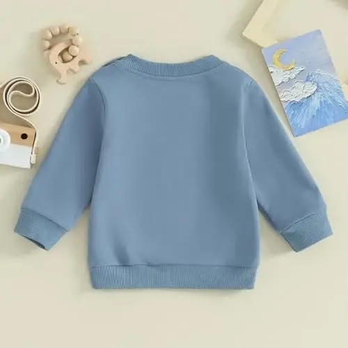 Tsseiatte Toddler Baby Boy Girl Long Sleeve Crewneck Pullover Sviter Sviterlar Qattiq Rangli Kundalik Kiyimlar - 3